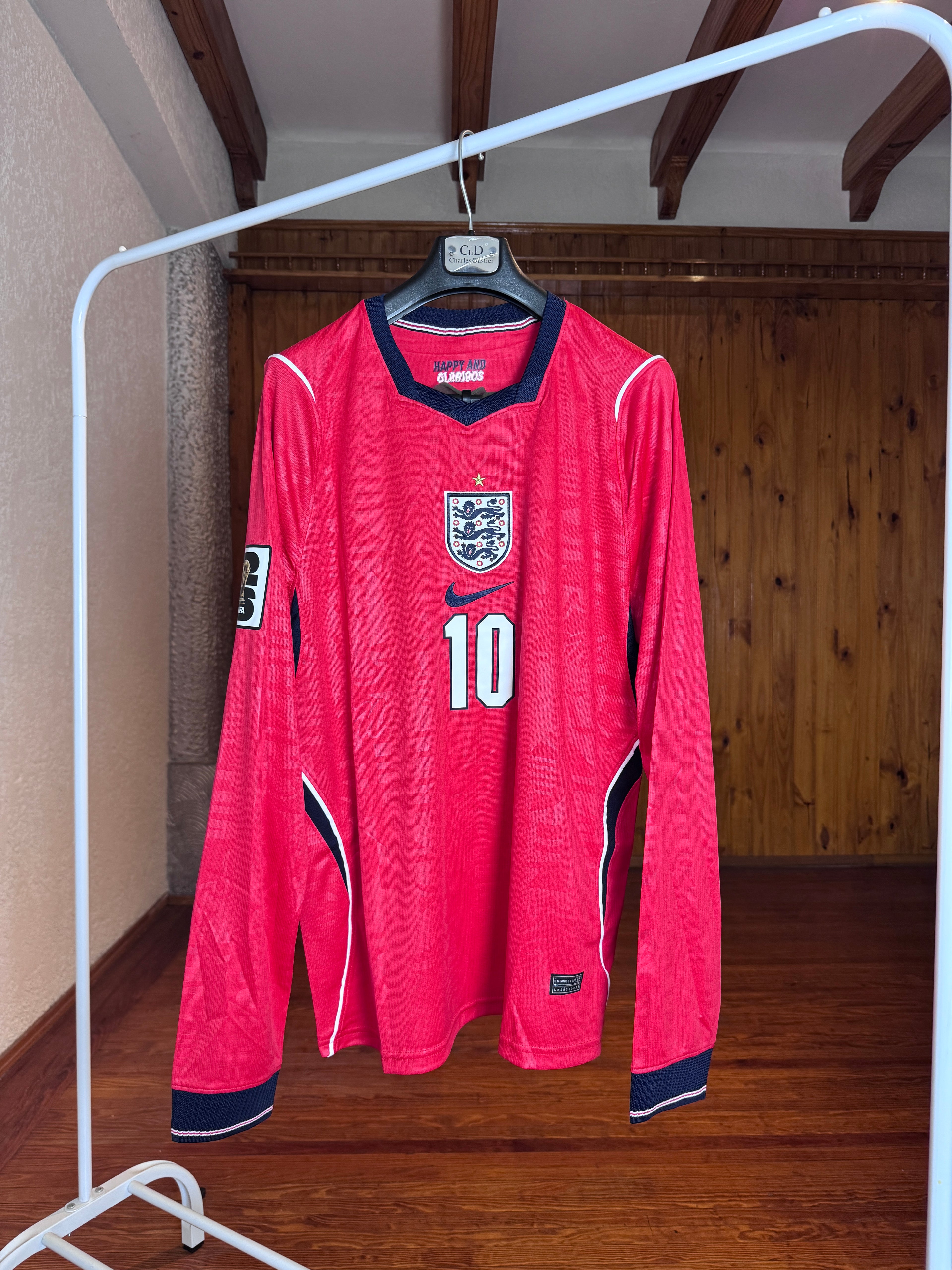 Camiseta Inglaterra Alternativa Roja Bellingham 10 frente
