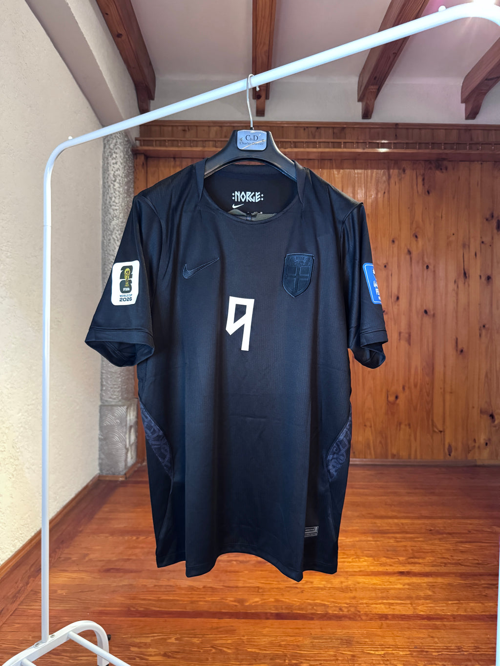 Camiseta Noruega Alternativa Negra Haaland 9 frente