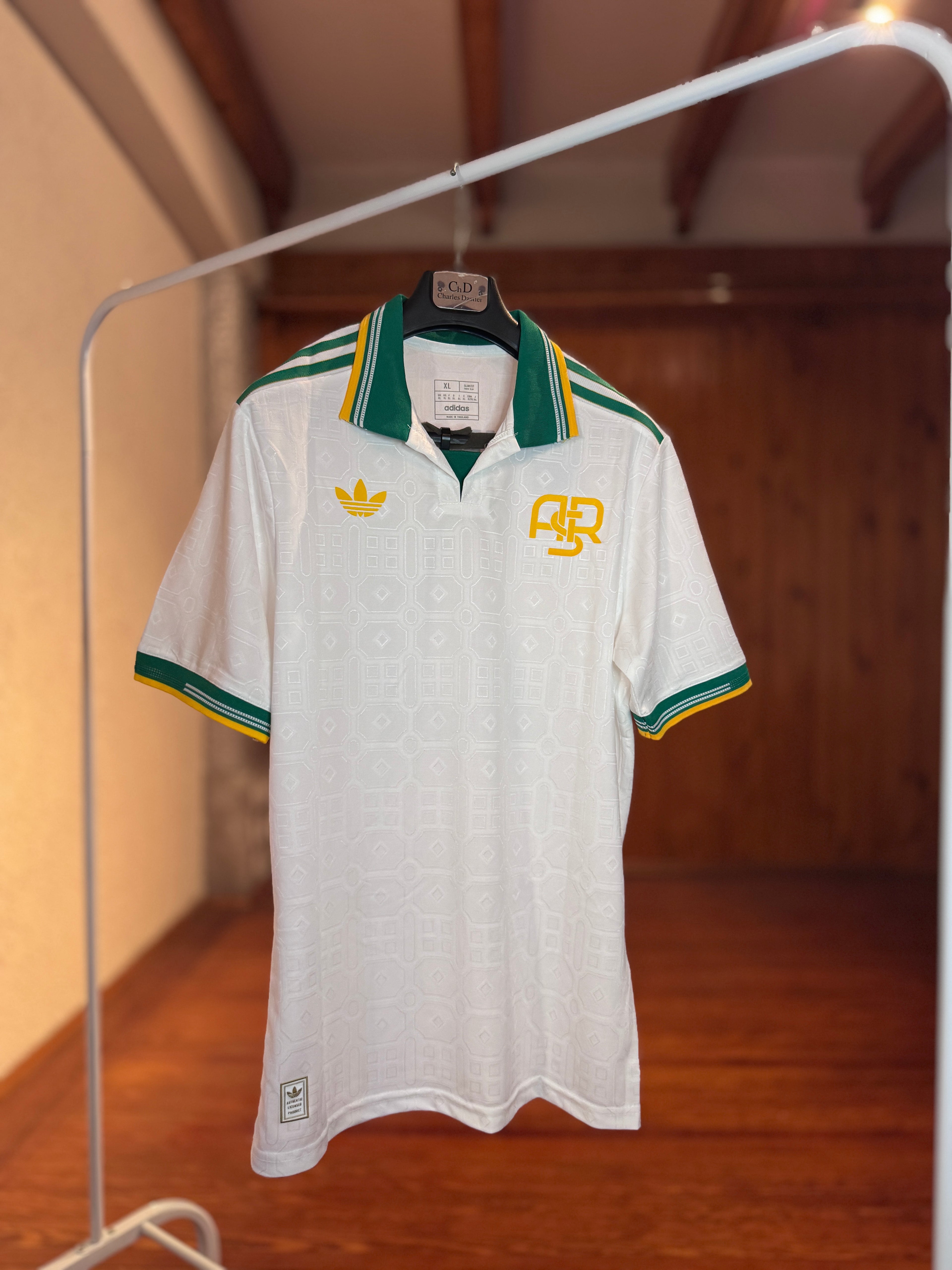 Camiseta AS Roma x Adidas Originals - Edición Retro Blanca Verde